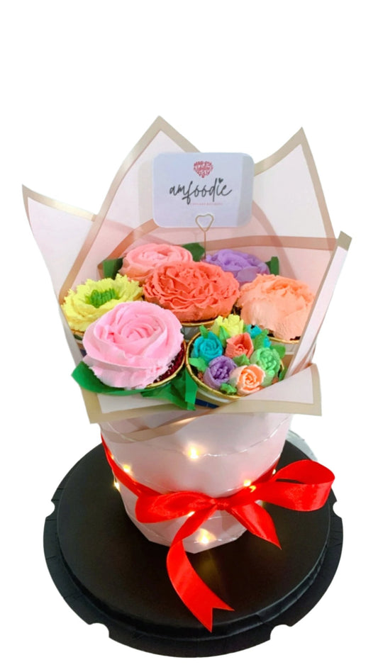 Cupcake Flower Bouquet Ivory & Sugar Blooms
