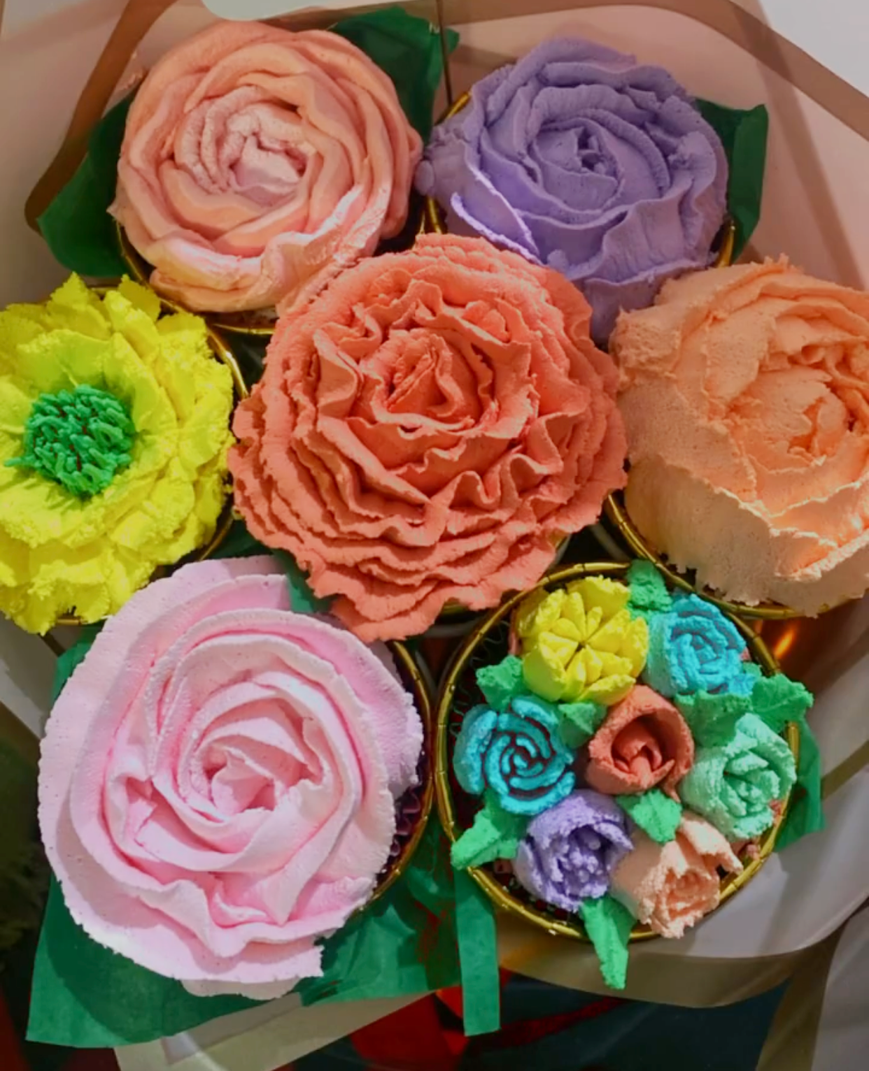 Cupcake Flower Bouquet Ivory & Sugar Blooms