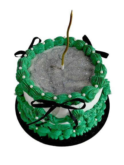 Vintage Cake with ribbon,glitters, and pearls
