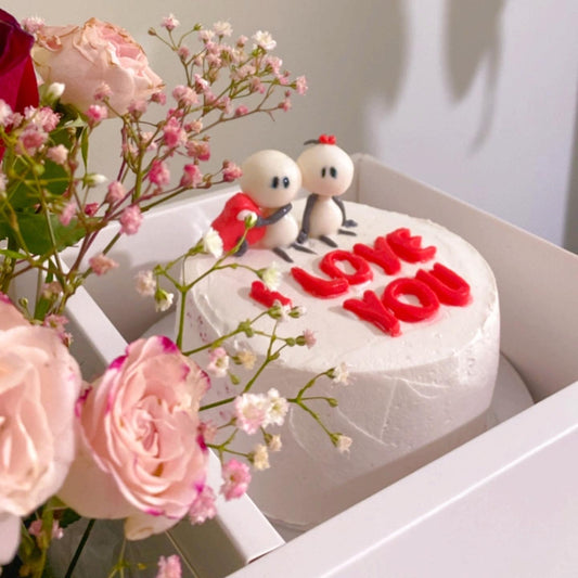 Flower Cake Box Sweet Couple