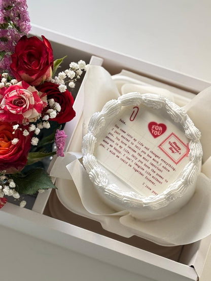 Flower Cake Box Love Message